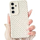 Lovmooful Compatible for Samsung Galaxy S25 Case Cute Polka Dot with Aesthetics Design for Girls Women Soft TPU Shockproof More Protective Girly for Samsung Galaxy S25 Case-White&Black