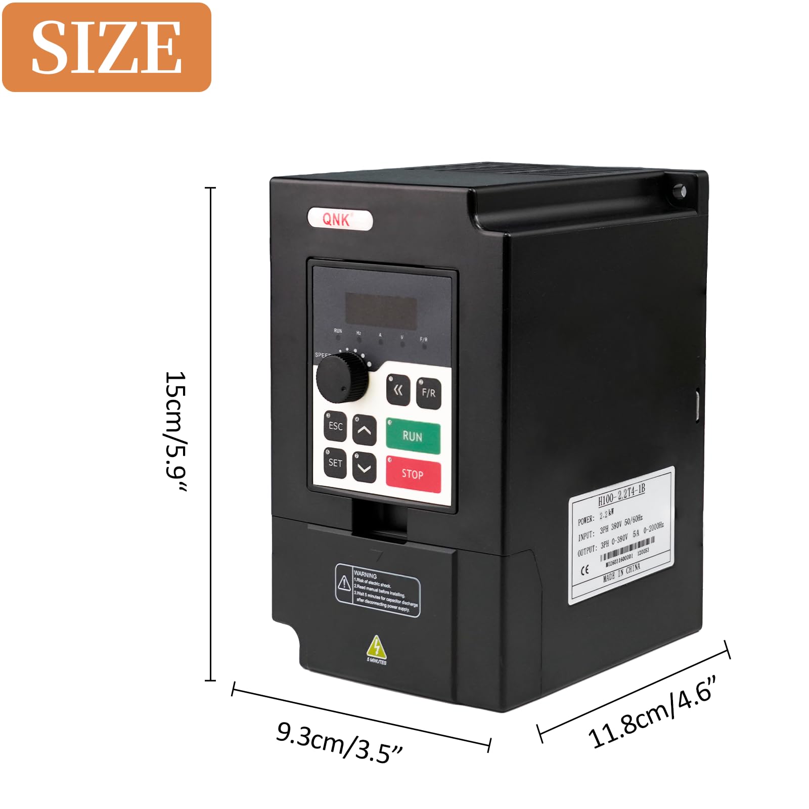 Condition photo showing New/Like New for qnk 2.2kw 380v 3hp 5a ac vfd converter single to 3 phase inverter variable frequency drive cnc spind