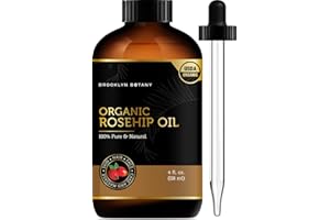 Brooklyn Botany Organic Rosehip Oil for Face, Skin and Hair – 100% Pure and Natural Organic Rosehip Seed Oil – Use as Carrier Oil for Essential Oils, Aromatherapy Oil, Massage Oil, Body Oil - 4 Fl Oz