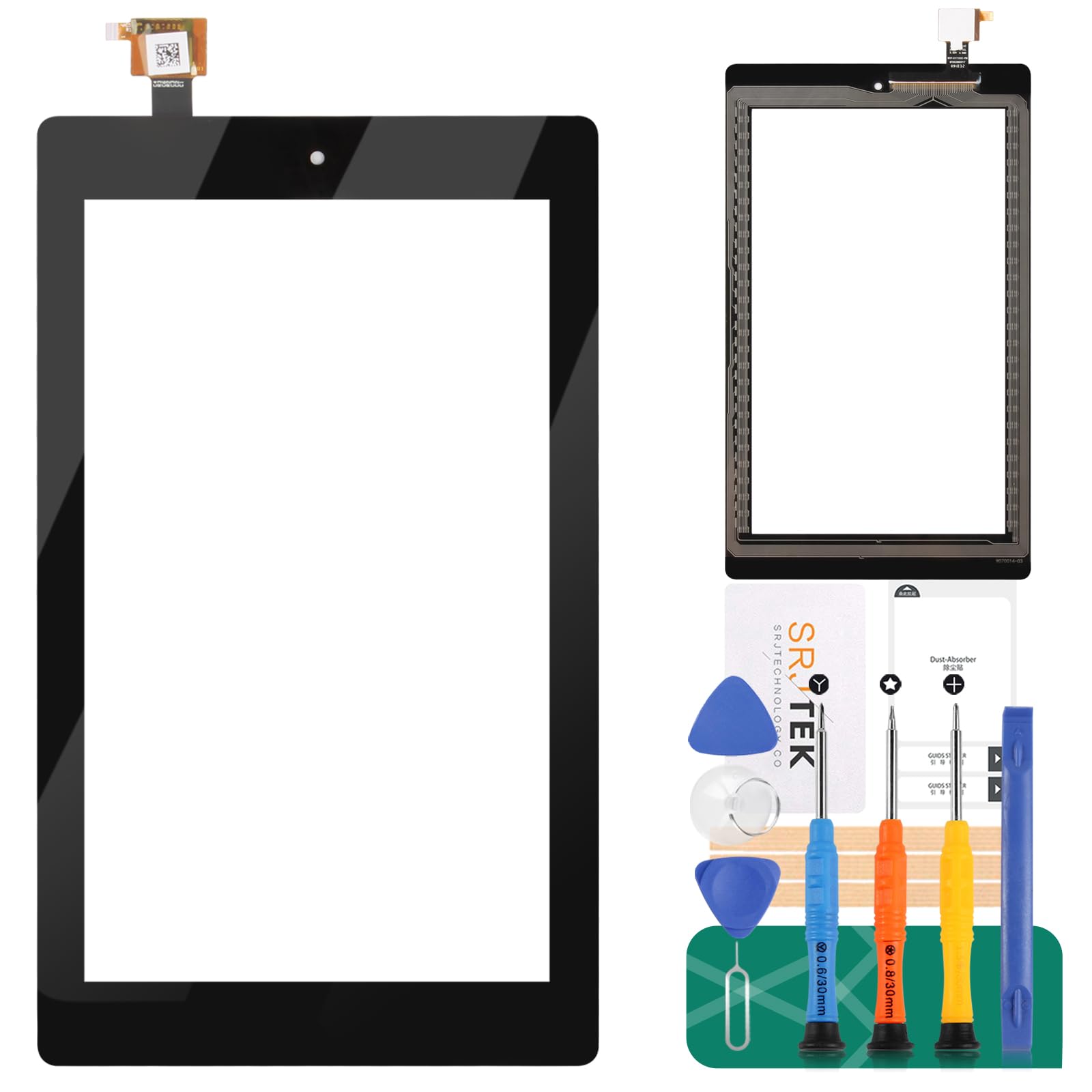 Compatible For Amazon Kindle Fire HD 7 7th Screen Replacement HD 7 2017 Touch Digitizer Sensor Panel Glass Lens Kits (Black Touch)