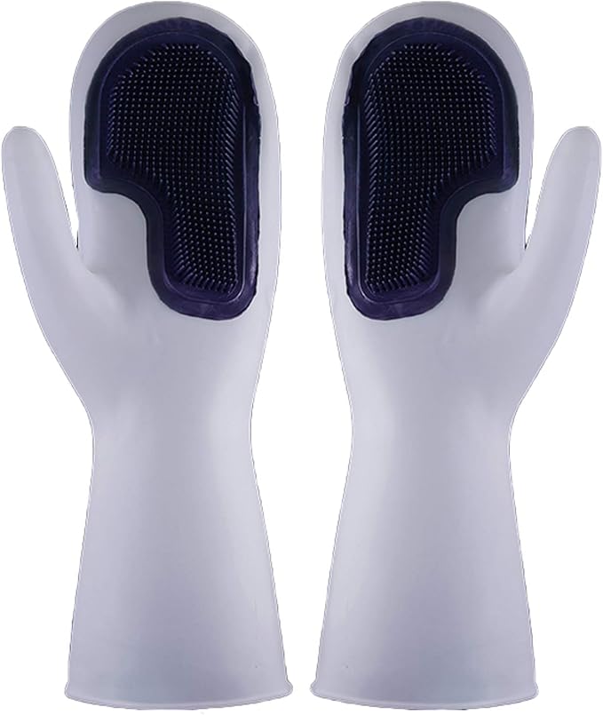 Dishwashing Gloves, Silicone Dishwashing Gloves With Scrubber, Reusable