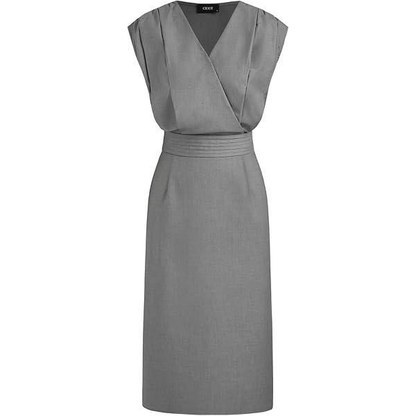 CIDER Belted Knitted Midi Dress - Solid Color Workwear Essential With Stretch Fit