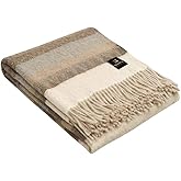 Alpaca Wool Blanket Throw Cherokee Design for Bed Couch Sofa Soft Warm Peruvian Alpaca Wool Blankets 72" x 60" (Brown/Sand/Beige/Gray)