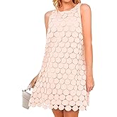 Wenrine Womens Summer Hollow Out Mini Dress Casual Sleeveless Scoop Neck Boho Short Beach Dresses
