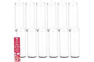 GRAYDON HALL White 8" Prayer Glass Candles - Bundle with 12 White Prayer Candles for Vigils, Prayers, Cemetery, Blessing Ceremonies, Candles Bulk & Bible Bookmark