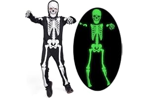 Sincere Party Kids Skeleton Costume Glow in The Dark Skeletons Halloween Skeleton Costumes for Boys and Girls