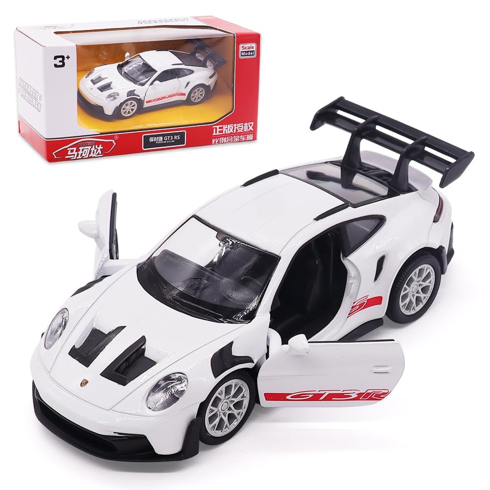 FCXVXCL Model Car White 911 GT3 RS 1:36 Scale Die Cast Toy Car Alloy Kids Toy with Pullback Function Decorative Model for Collection Gift Birthday Present for Boys,White