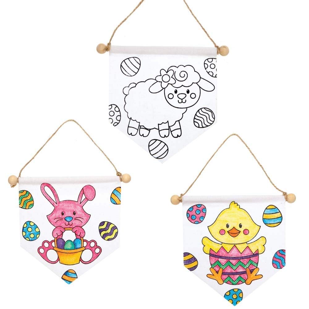 Baker Ross Easter Colour In Fabric Banners - Pack of 3, Easter Crafts for Kids (AX800)