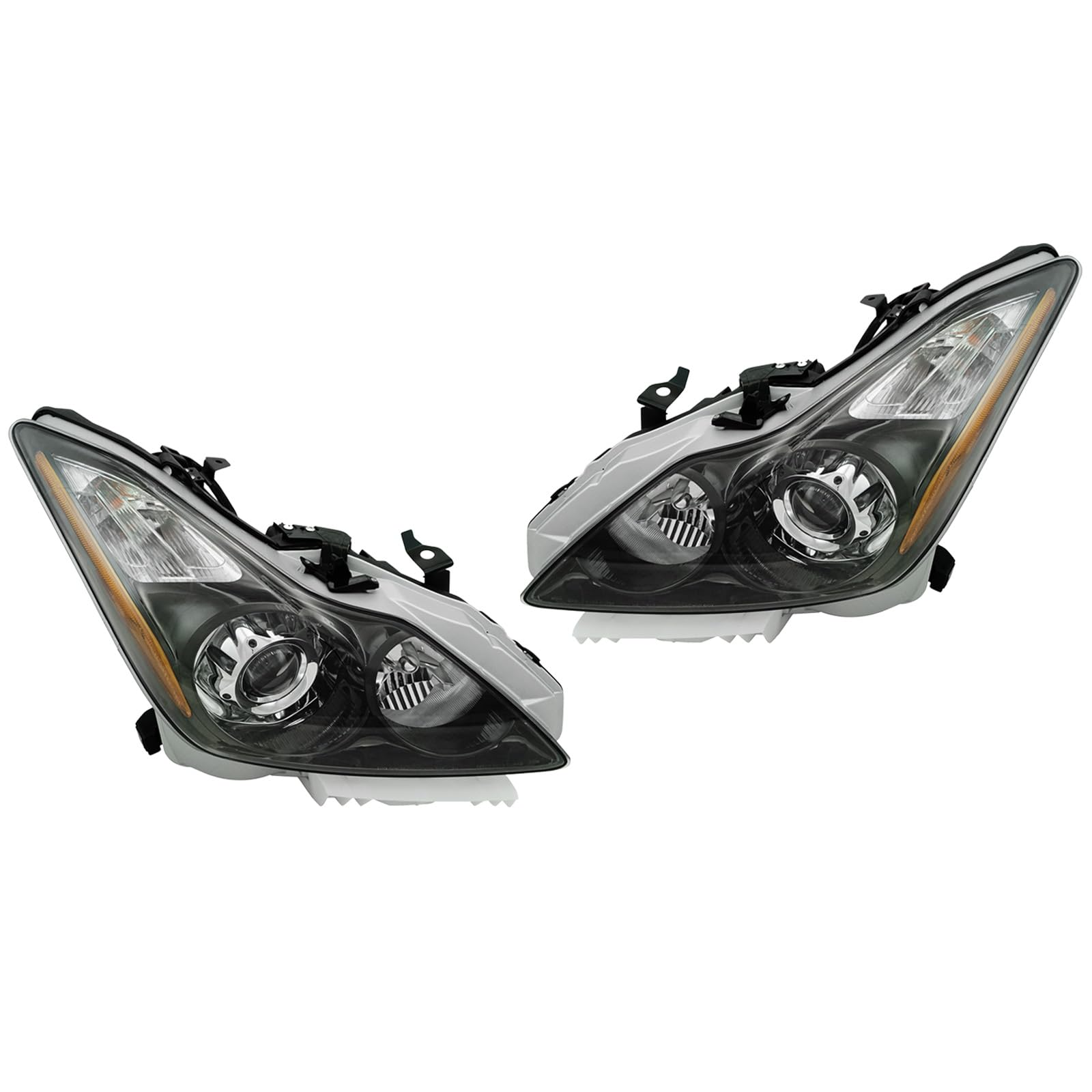 TRQ 2 Piece Headlight Assembly Set Titanium Light