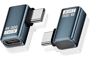 Poyiccot 2-Pack USB C Right Angle Adapter [80Gbps/240W PD/8K@60Hz] Right Angle 90 Degree USB C Adapter Support Type C Fast Ch