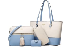 YTL Women Fashion Handbags Wallet Tote Bag Shoulder Bag Top Handle Satchel Purse Set 4pcs