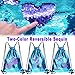Pawliss Mermaid Reversible Sequin Drawstring Backpack with Slap Bracelet & Headband Set, Magic Glittering Dance Bag, Blue & Purple, 4pcs