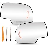 Left &amp; Right Side Heated Mirror Glass For Chevy Silverado 1500 2003-2006 | For Avalanche, Tahoe, Suburban, Yukon, Escalade, 1500 2500 3500 HD, 2007 Classic, NO Blind Spot Detection &amp; No Auto Dimming