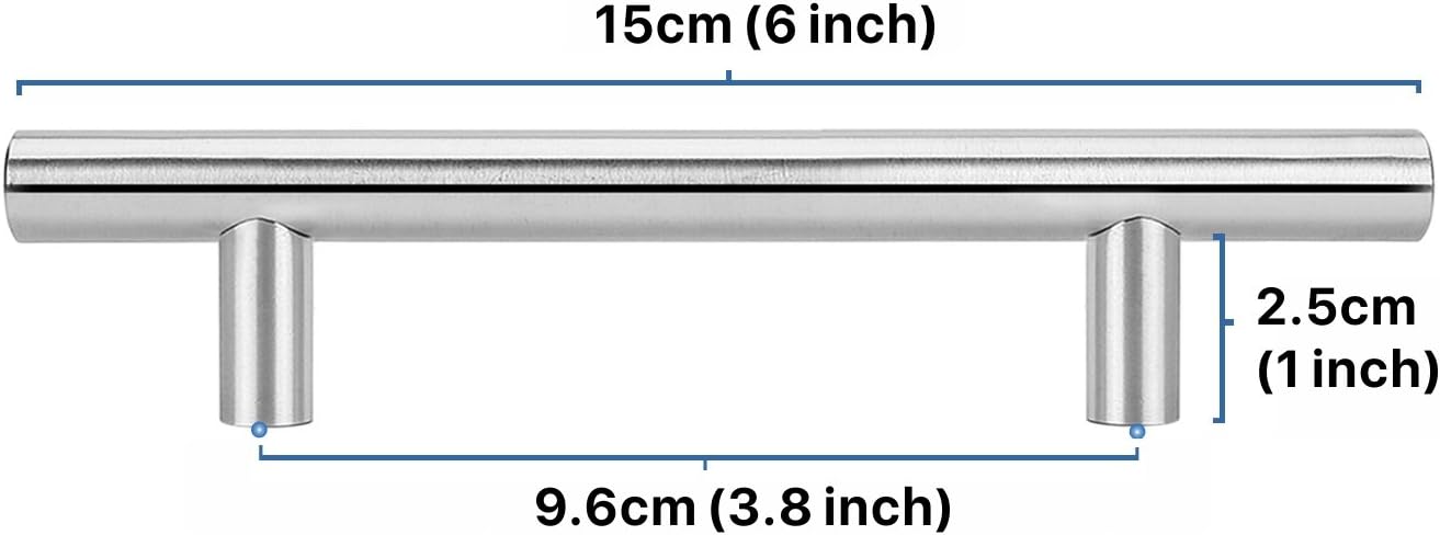 Flexzion 1 Pack 6 Inch Cabinet Door Handles, Stainless Steel Silver Cabinet Handles Brushed Nickel Finish Hardware - Image 4