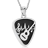 shajwo Cremation Jewelry Guitar Pick Urn Necklaces for Ashes for Women Men Memorial Human Ashes Pendant