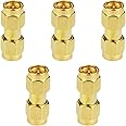 SMA Male to SMA Male, 5 Pack SMA Male to Male Adapter Coupler Coaxial Connector for Antenna, Radio, WiFi