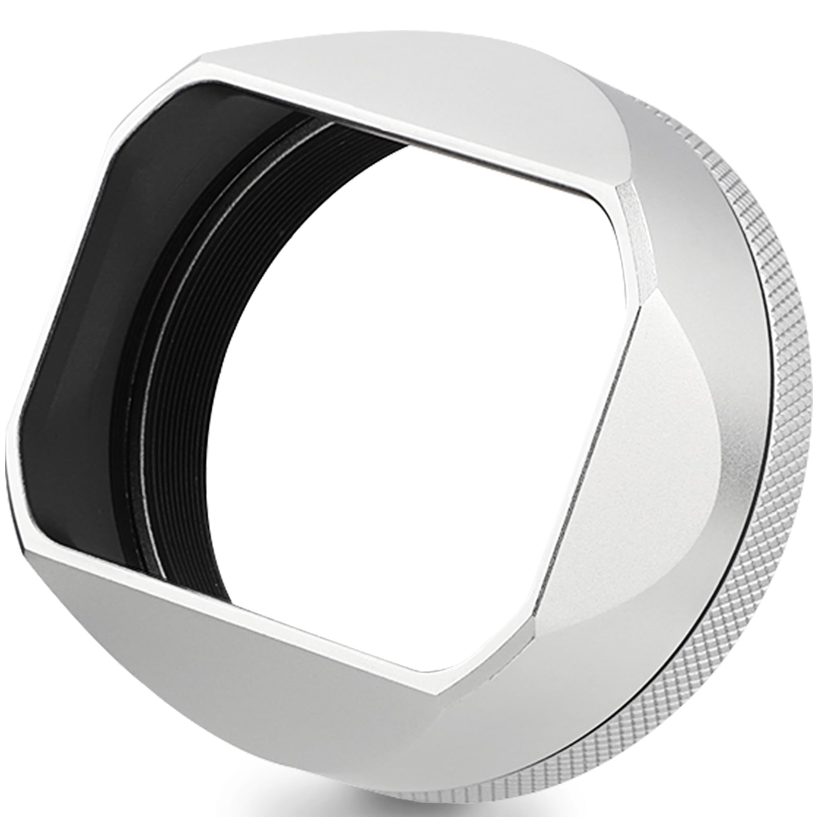 x100vi Square Metal Lens Hood Haoge LH-X54W for Fujifilm Fuji X100VI Camera Silver with 49mm UV Filter Adapter Ring