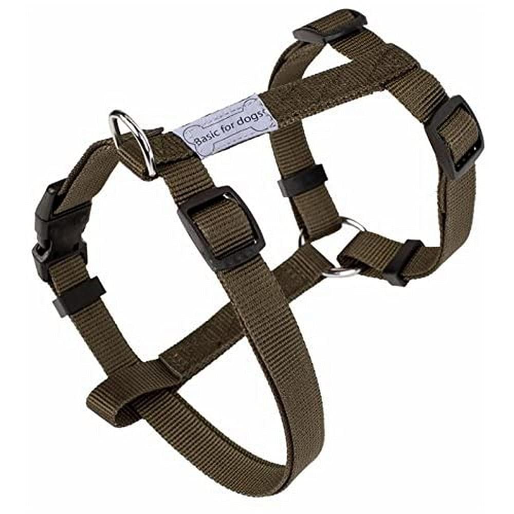 Wouapy Basic Line Harness for Dog, 15 mm Width/Thorax of 43/65 cm, Kaki Harness