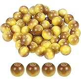 HARFINGTON 50pcs Natural Stone Beads 10mm Gold Tiger Eye Round Gemstone Stone Loose Beading Real Genuine Smooth Balls Bead for Jewelry Making Bracelets Necklace Earrings DIY