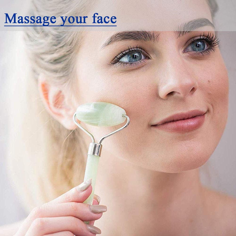 100% Natural Jade Face Roller/Anti Aging Jade Stone Massager for Face & Eye Massage - Make Your Face Skin Smoother and Looks Younger: Beauty