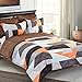 NTBAY 5 Pieces Reversible Fashionable and Simple Geometric Pattern Printed Microfiber Duvet Cover Set with Hidden Zipper, Soft & Breathable (Queen,Brown)