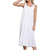 MZROCR Cotton Nightgowns for Women Soft Sleeveless Night Gown for Adult Women Ruffle Sleepwear