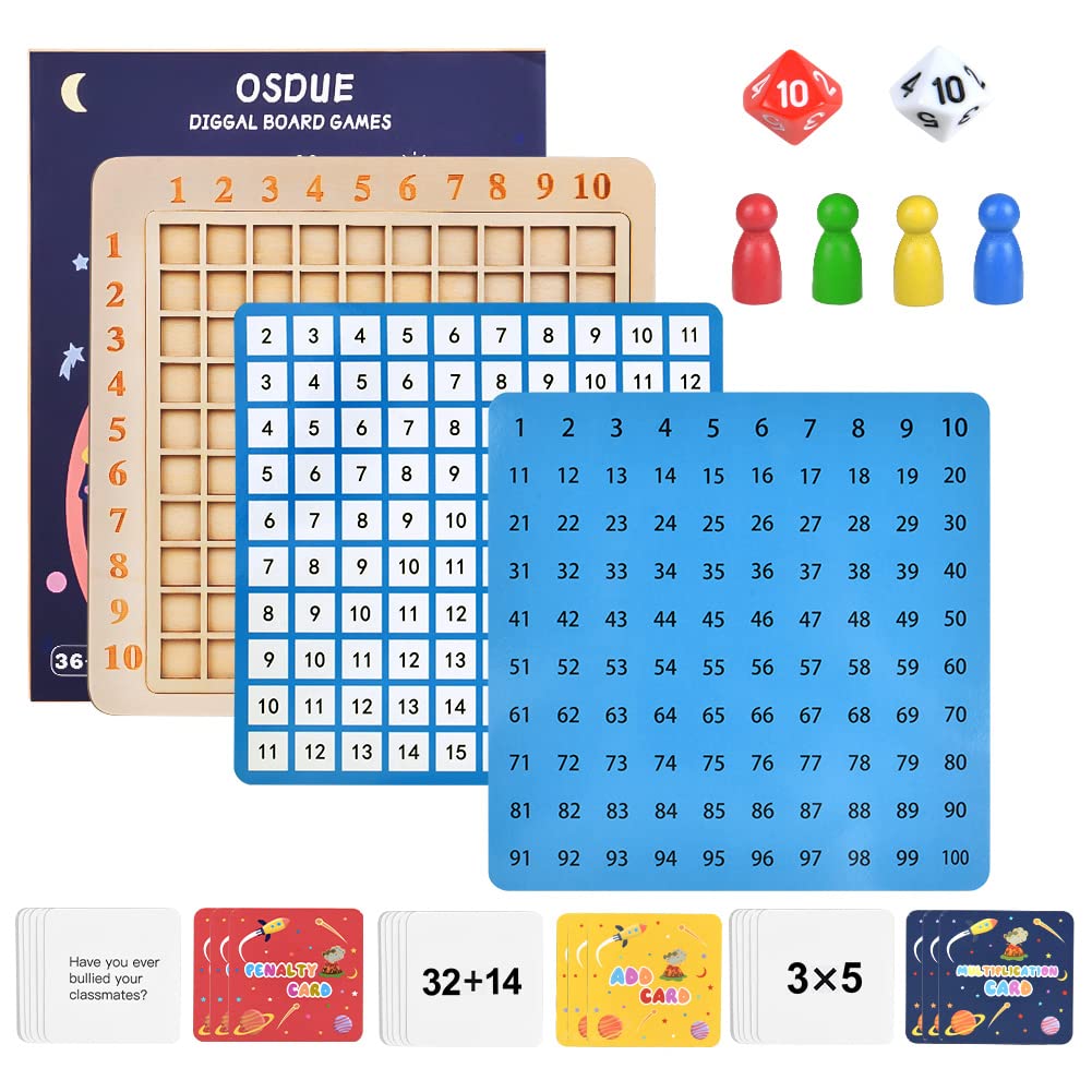 OSDUE Wooden Math Multiplication Board, Wooden Math Blocks Board