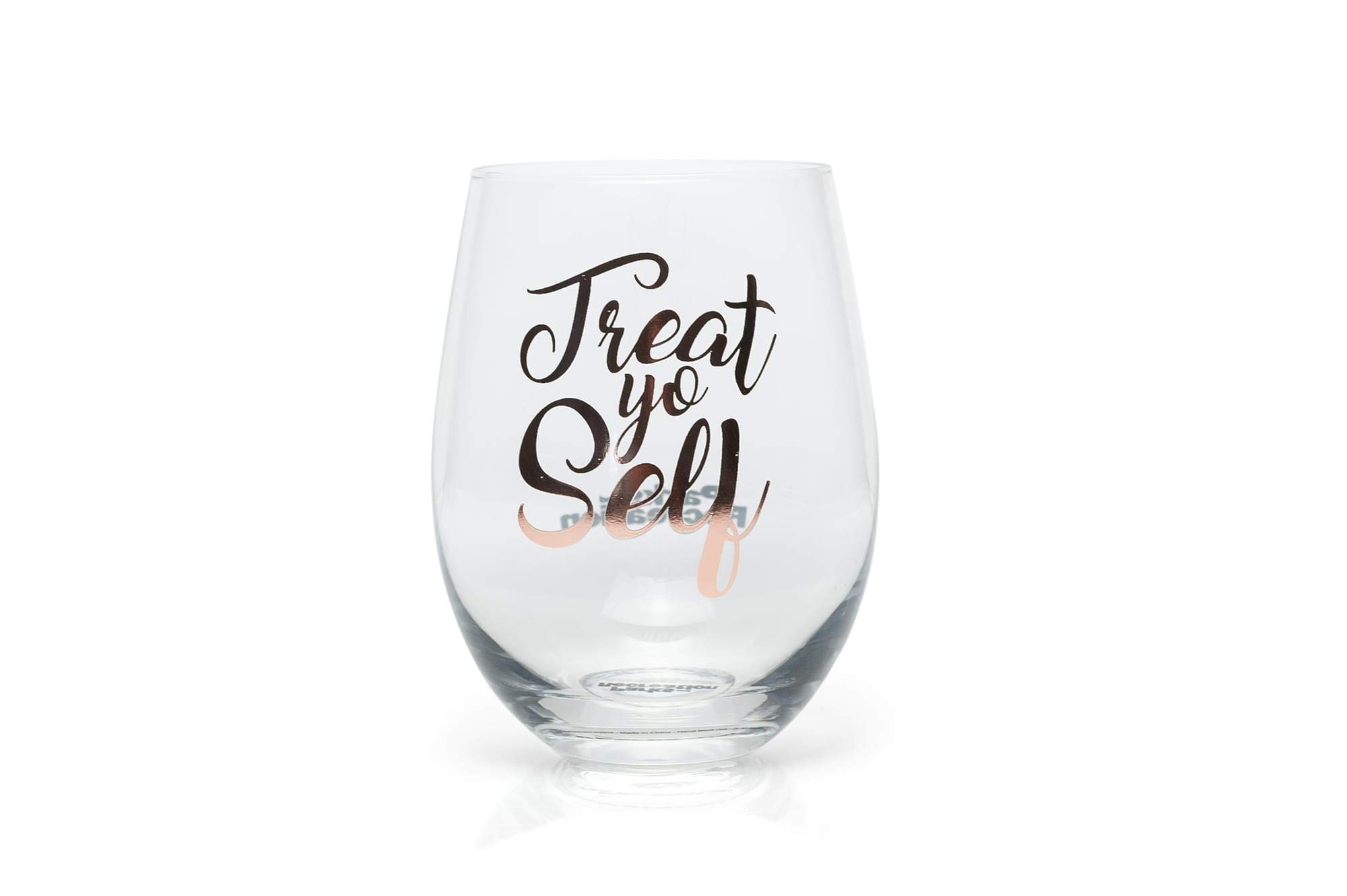 Surreal Entertainment Parks and Recreation Treat Yo Self Stemless Wine Glass | Pink