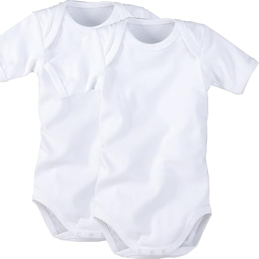 wellyou Baby und Kinder kurzarmbody/Baby-Body mädchen und Junge aus 100% Baumwolle, Kurzarm Body in klassisch Weiss 2er Set