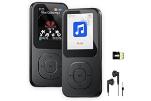 PECSU 64GB MP3 Player with Bluetooth 5.3-30Hrs Music Playtime, Portable Music Player for Sports Runners with HD Speaker, Voice Recorder, FM Radio, E-Book, Timer Off, Expandable Up to 256GB（Black）