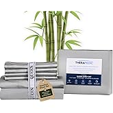 Therapedic 1000TC Queen 6-Piece Sheet Set - 100% Organic Rayon Derived from Bamboo Blend with Cooling Fiber, Ideal for Hot Sleepers - 16" Deep Pocket Fitted Sheet, 4 - Pillowcases - Dark Grey