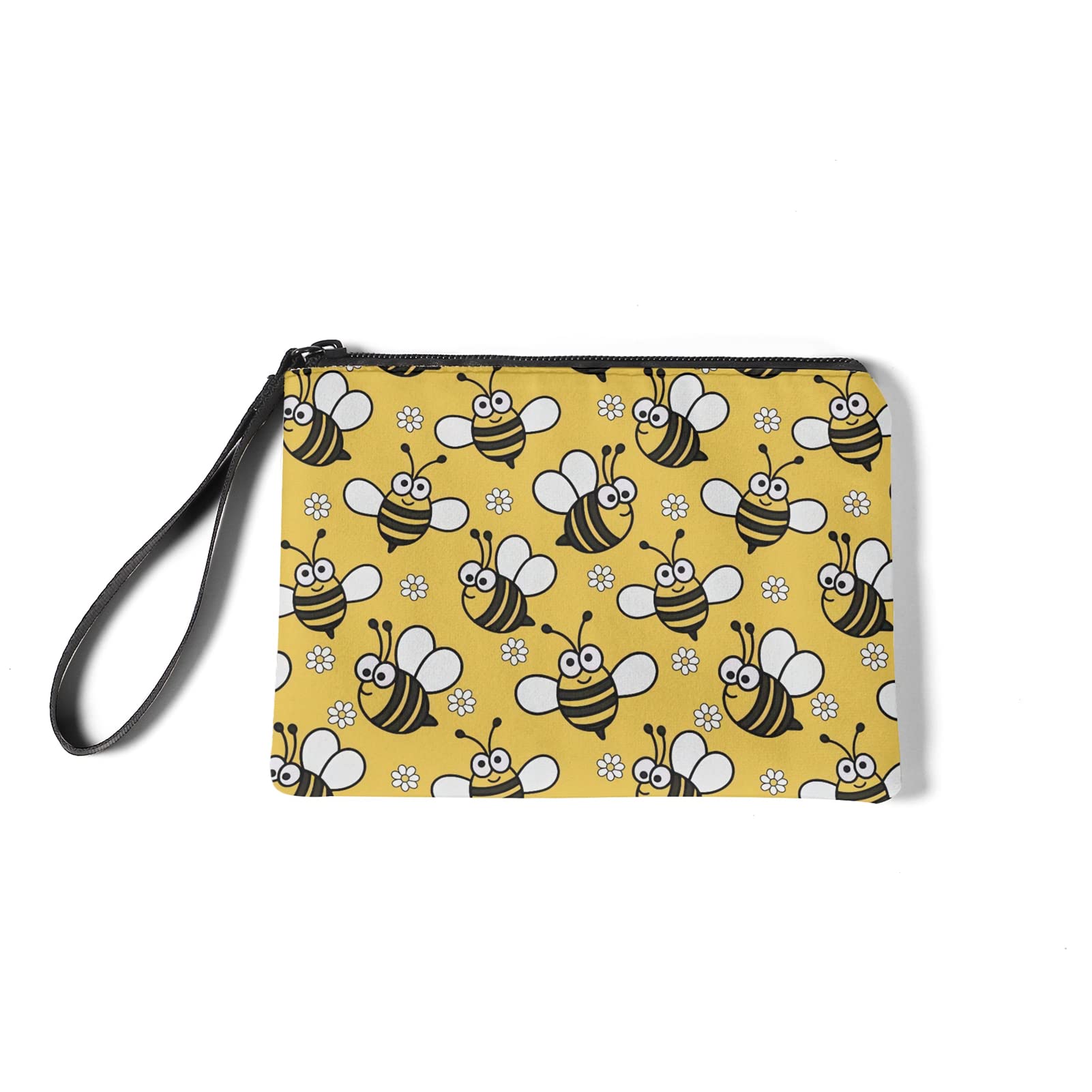 Wanyint Yellow Bee Zipper Coin Bag Purse Cute Animal Print Money Pouch Starry Night Cash and Coin Pouch, Lightweight Change Purse Coin Case Makeup Bag Bank Bags — image 1