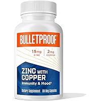 Bulletproof Zinc with Copper Capsules, 60 Count, Minerals and Antioxidant Supplement for Immunity and Mood