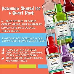 Hawaiian Shaved Ice Syrup Assortment, 6-32oz