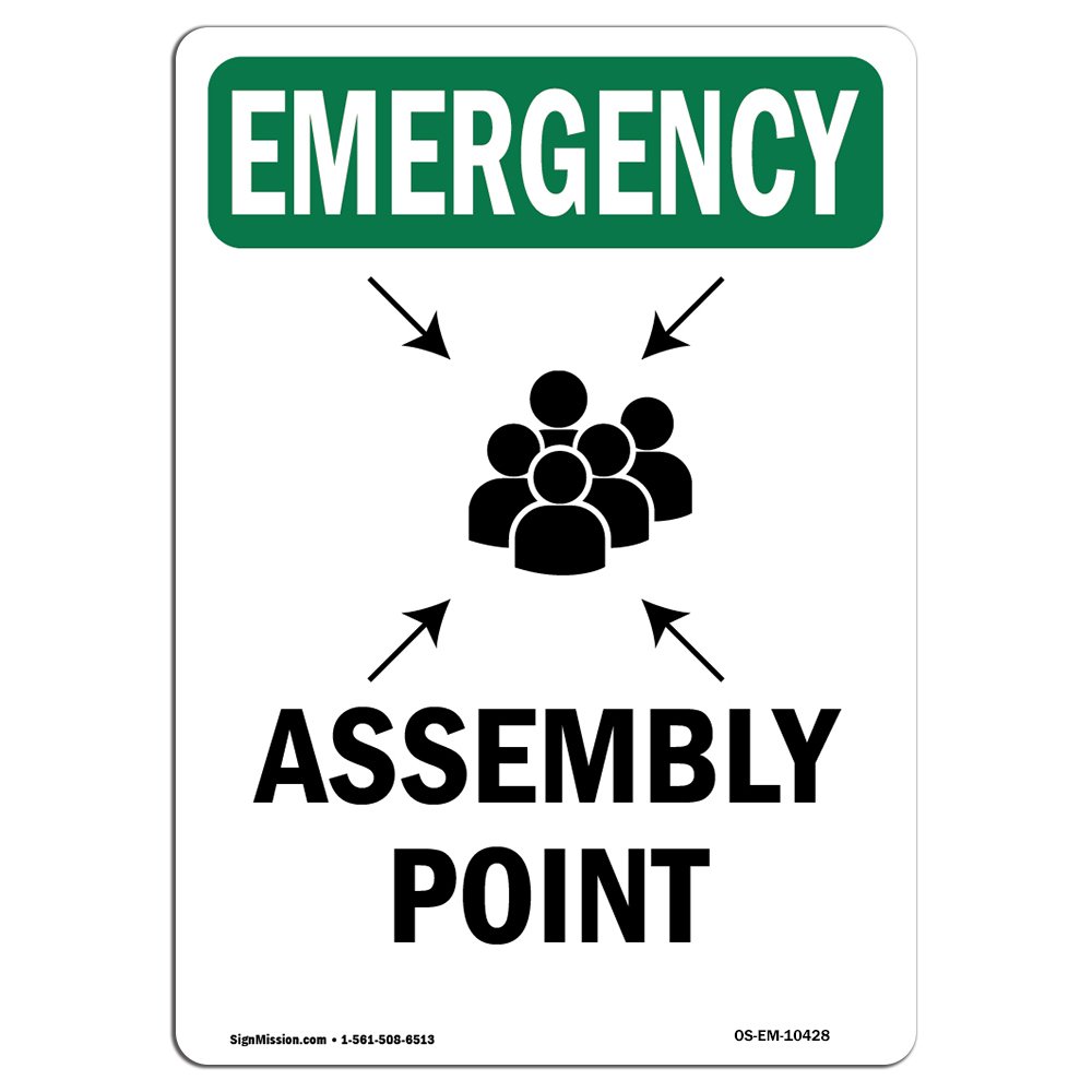 Photo 1 of OSHA Emergency Sign - Assembly Point with Symbol | Aluminum Sign | Protect Your Business, Construction Site, Warehouse & Shop Area | Made in The USA