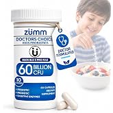 Zumm Kids Probiotic Capsules - 60 Billion CFU with Prebiotics &amp; Enzymes | Daily probiotics for kids and teens - Digestive enzymes for gut &amp; immune health - 60 count