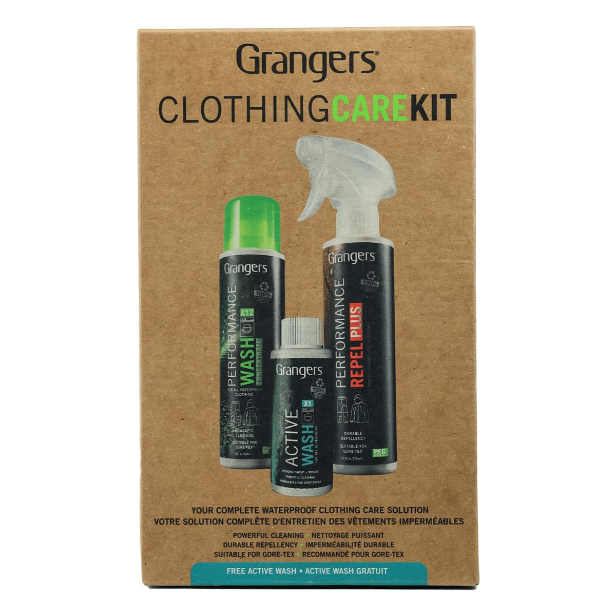 Grangers Clothing Care Kit | Cleans, Refreshes and Reproofs All Outdoor and Sports Clothing | bluesign approved | PFC-Free | 100% recycled bottles