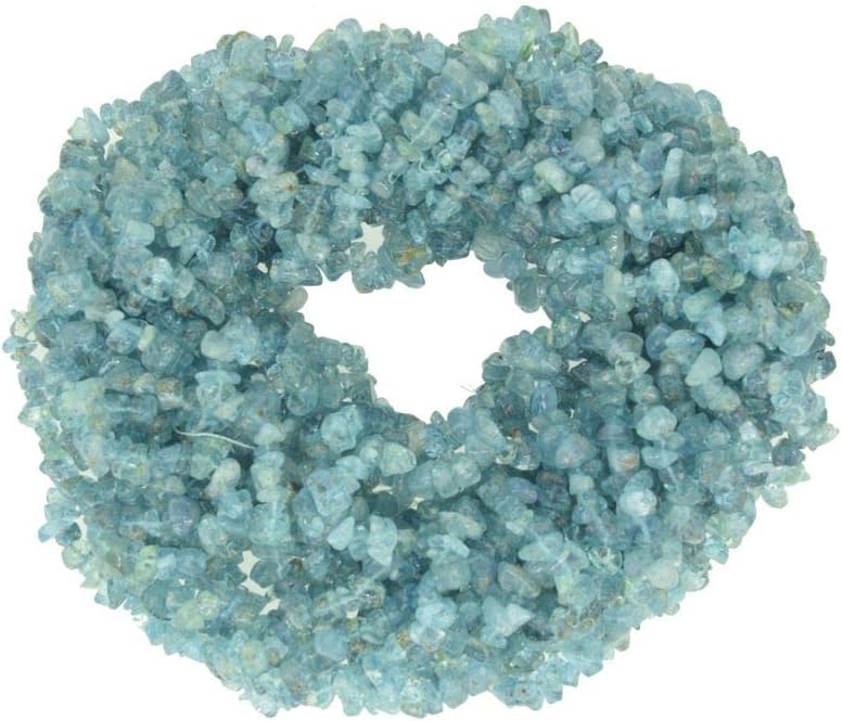 ShreeAkJewels Blue Aquamarine Beads Natural Stone Gemstone Chips Loose Beads for Jewelry Making, Blue Aquamarine Chips, 1 Strand Each of 34" Length