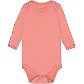 GUISBY Unisex Baby Rayon of Bamboo Snap Bodysuits, Long Sleeve with Mittens Cuffs Bodysuit