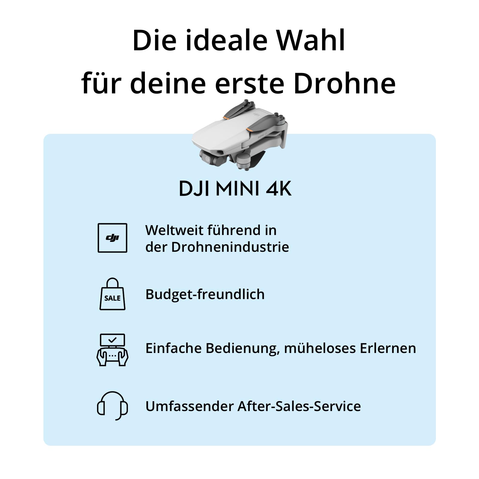 DJI Mini 4K Drohne mit 4K UHD Kamera Für Erwachsene, 3-Achsen-Gimbal-Stabilisierung, C0, QuickShots, 10 km Videoübertragung, Autom. Rückkehr, Windstabil, 1 Akku (31 min Flugzeit), Unter 249g 7