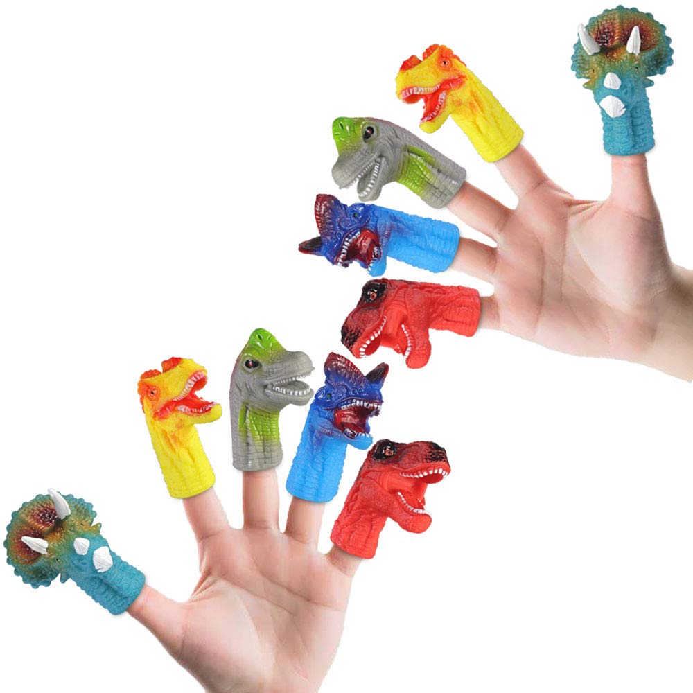 LDP FUQUAN 10 PCS Rubber Realistic Dinosaur Finger Set Role Playing Toys ,Kids Party Supplies, Kids Birthday Gifts,Suitable Toys for Kids and Adults