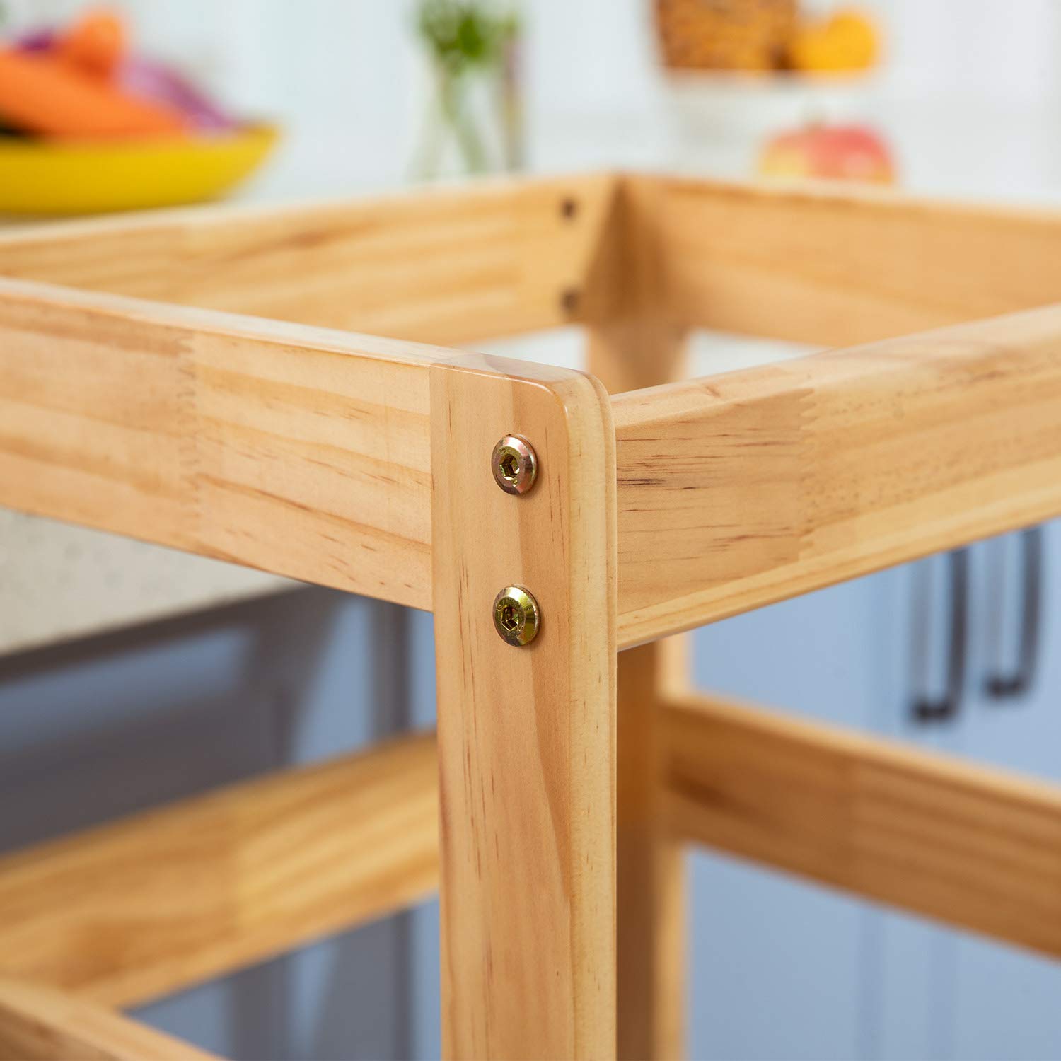 Kitchen Helper Step Stool for Kids and Toddlers with Safety Rail Children Standing Tower for Kitchen Counter, Mothers' Helper Kids Learning Stool, Solid Wood Construction (Natural) : Baby