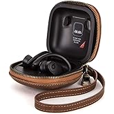 Hiram Men's Leather Travel Case for Powerbeats Pro(Brown)