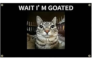 Funny "Wait I'm Goated" Cat Wall Tapestry - 3x5 FT Meme Flag for Bedroom Decor, Aesthetic College Dorm Room Hanging, Durable 