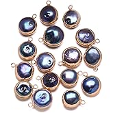 LE SKY 5 Pcs Pearl Pendants Loose Round Pearl Pendants Charms for Jewelry Making Necklace Bracelet Women DIY