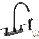 KirlystonE Oil-Rubbed-Bronze Kitchen Faucet with Side Sprayer, Bronze 2-Handle Faucet for 4 Holes Kitchen Sink