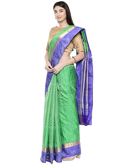 Womens Kanchipuram Pure Silk Saree With Blouse Piece (CCMYSS10717_Green)