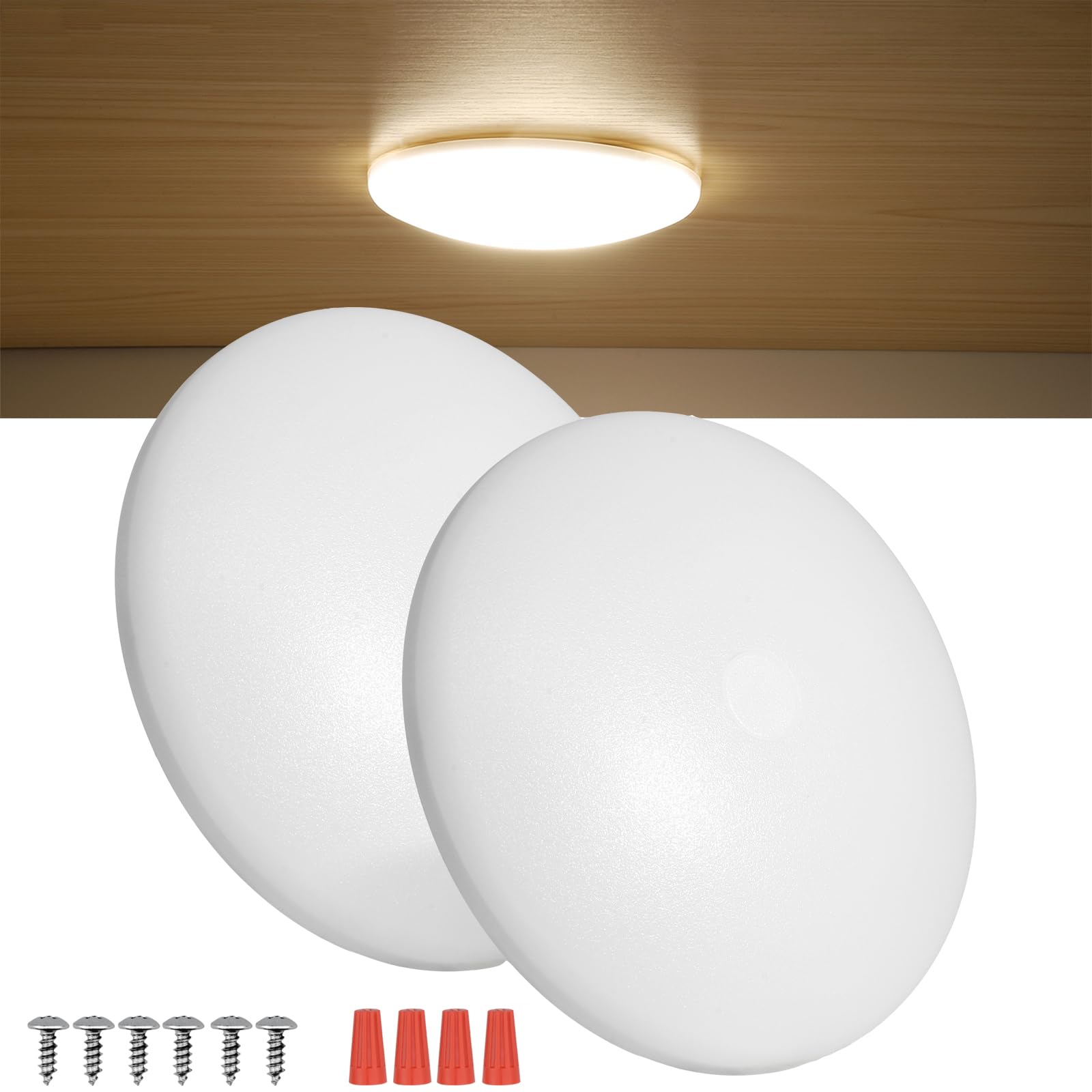 Photo 1 of RVZONE 2 Pack RV LED Ceiling Puck Light RV Boat Interior Light DC 12V Surface Mount Ceiling Dome Light, 4.5W Panel Downlight for Camper Van Travel Trailer Motorhome (Warm Light)