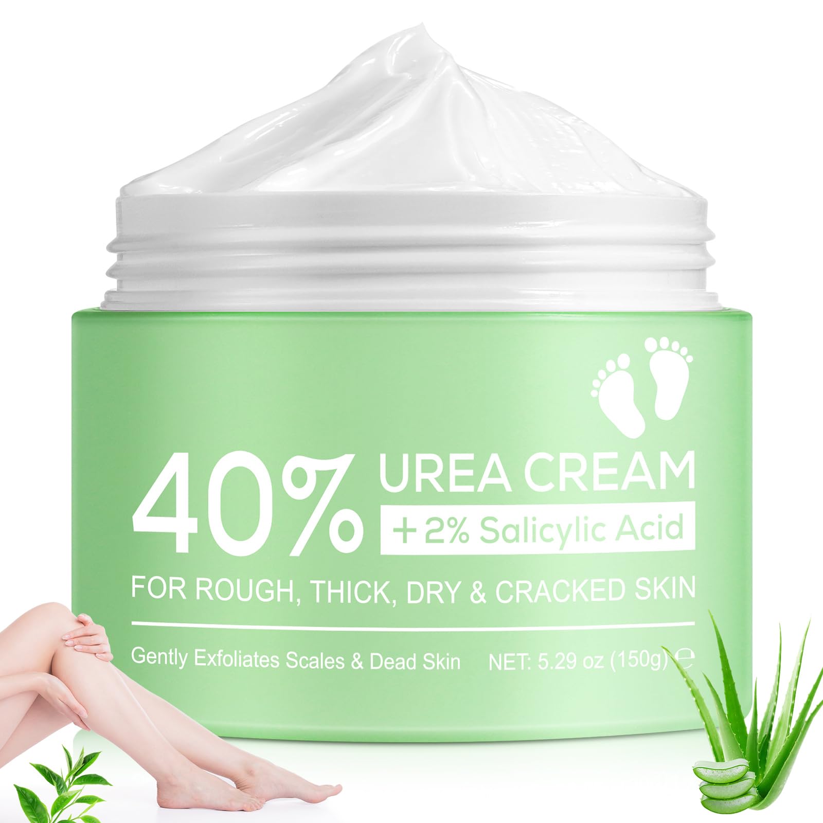 Urea Foot Cream - Deep Moisturizing, Callus Remover and Softe, for dry cracked Skin, Smooth and Soften Dry, Rough, Cracked Itchy Skin For Feet, Hands, Heels, Elbows, Nails & Knees (Large - 150G)