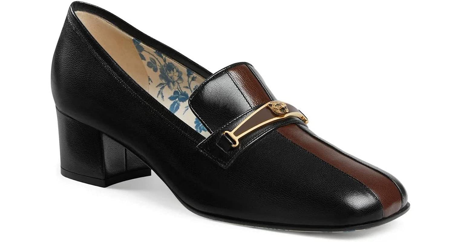 Gucci Women's mid Heel Loafer Pumps Feline Shoes Black